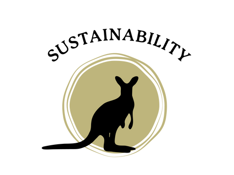Hill River Wines is big on sustainability. Kangaroo standing in front of green splodge