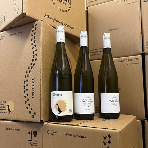 Image of Hill River Wines Riesling Bottles for the 24, 23 and 22 Vintage